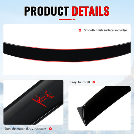 Fits 15-21 Subaru WRX 4th Gen IKON Gloss Black Rear Window Roof Spoiler Wing ABS