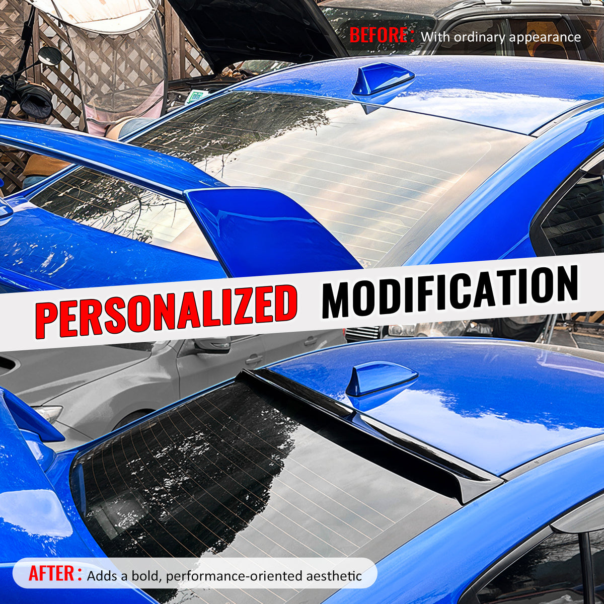 Fits 15-21 Subaru WRX 4th Gen IKON Gloss Black Rear Window Roof Spoiler Wing ABS