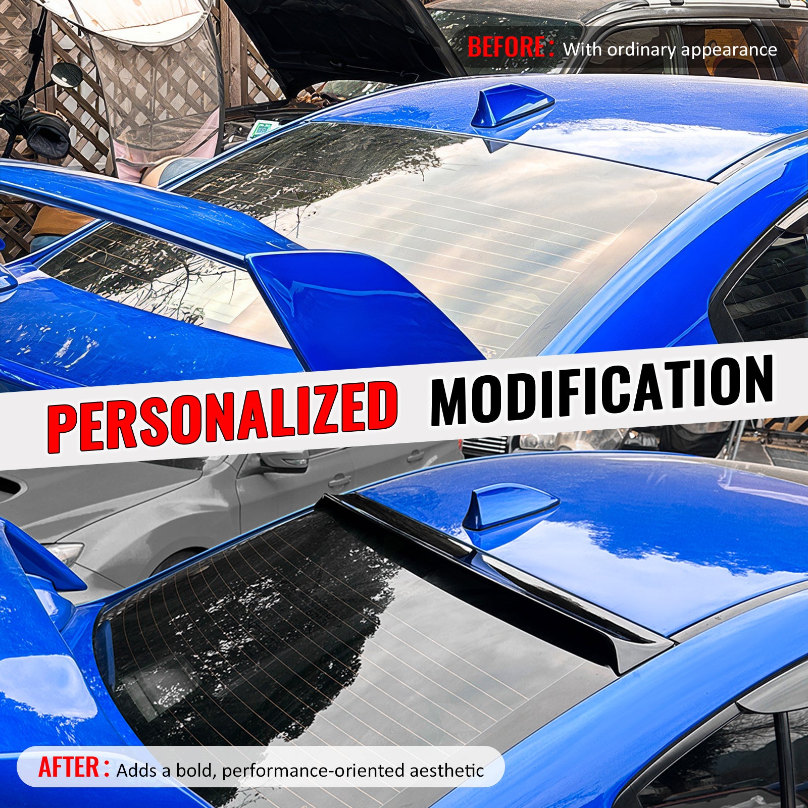 Fits 15-21 Subaru WRX 4th Gen IKON Gloss Black Rear Window Roof Spoiler Wing ABS