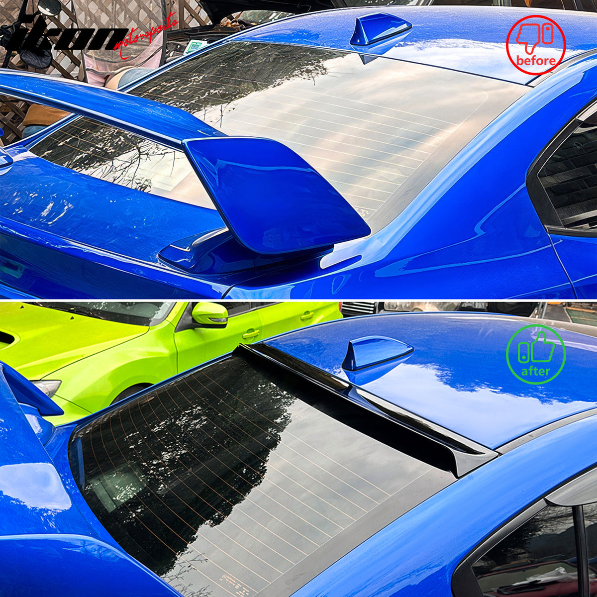 Fits 15-21 Subaru WRX 4th Gen IKON Gloss Black Rear Window Roof Spoiler Wing ABS