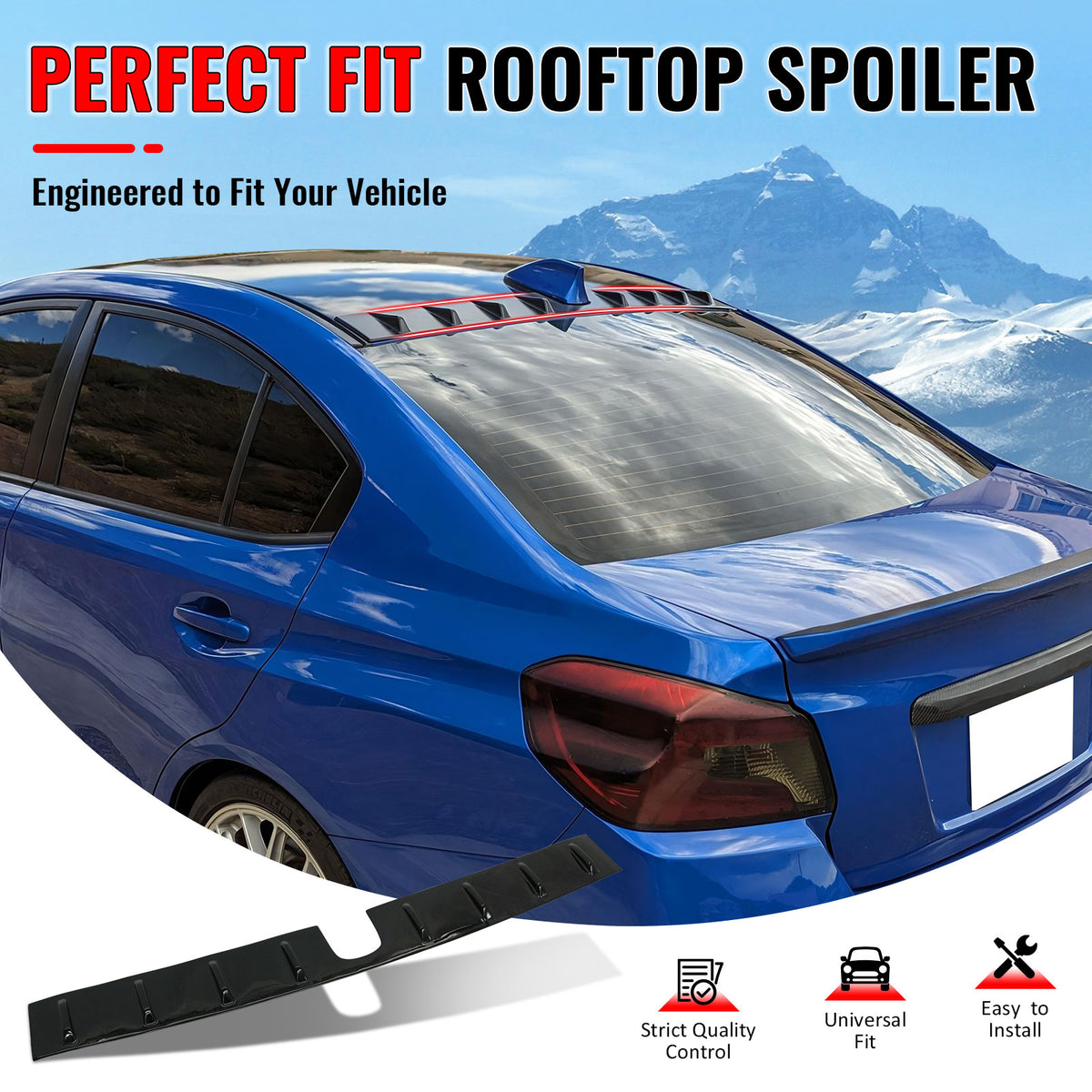 IKON MOTORSPORTS, Rear Window Roof Spoiler Compatible with 2015-2021 Subaru WRX STI & 2012-2016 Impreza Sedan, Vortex OE Style Gloss Black PP Add-on Top Roofline Windshield Visor Spoiler Wing