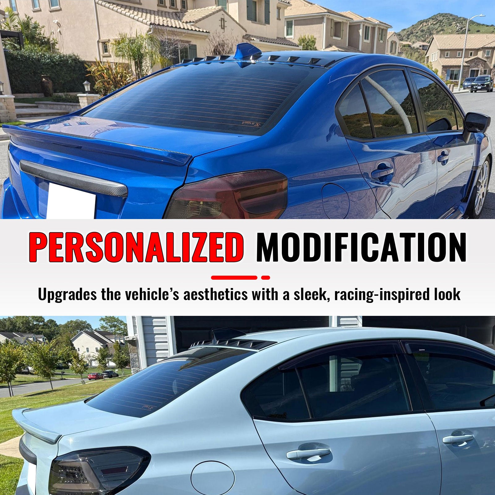 For 15-21 Subaru WRX STI 12-16 Impreza Gloss Black Rear Window Roof Spoiler Wing