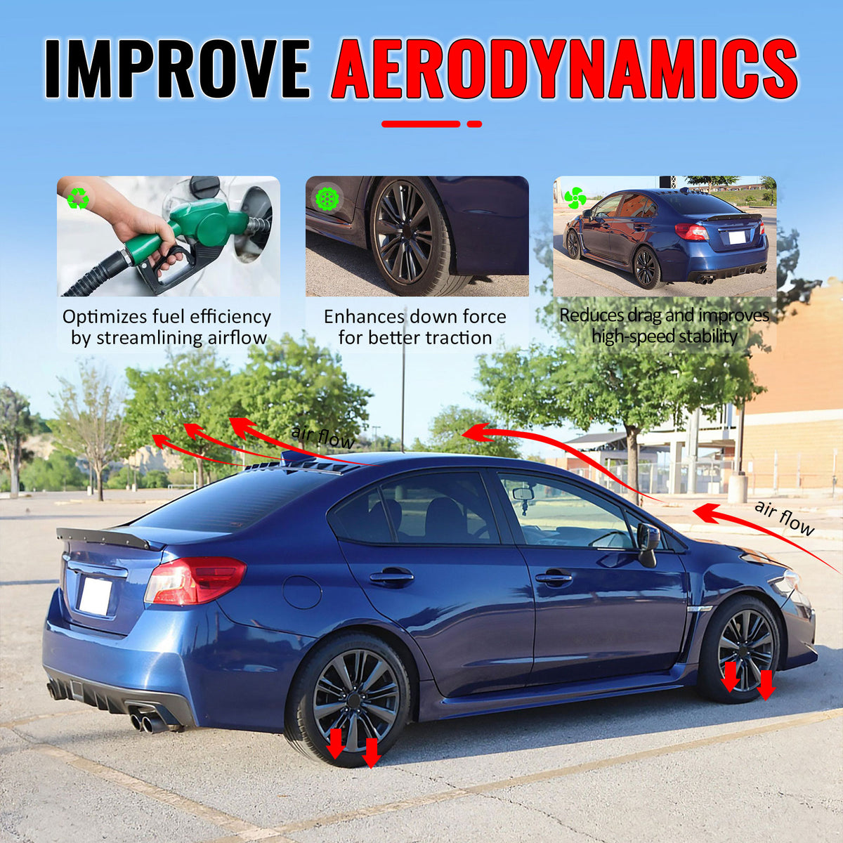 For 15-21 Subaru WRX STI 12-16 Impreza Gloss Black Rear Window Roof Spoiler Wing