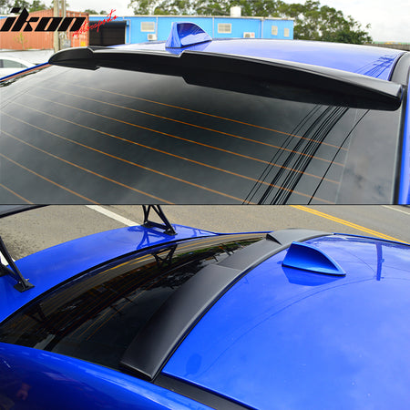 IKON MOTORSPORTS, Rear Window Roof Spoiler Compatible with 2015-2021 Subaru WRX & WRX STI, V Style Painted Matte Black ABS Top Roofline Windshield Visor Spoiler Wing