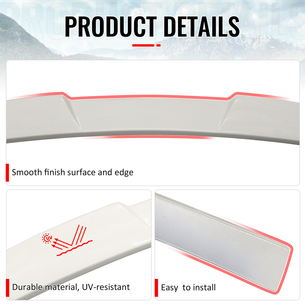 Fits 15-21 Subaru WRX STI Style Rear Roof Window Lip Spoiler Painted Pearl White