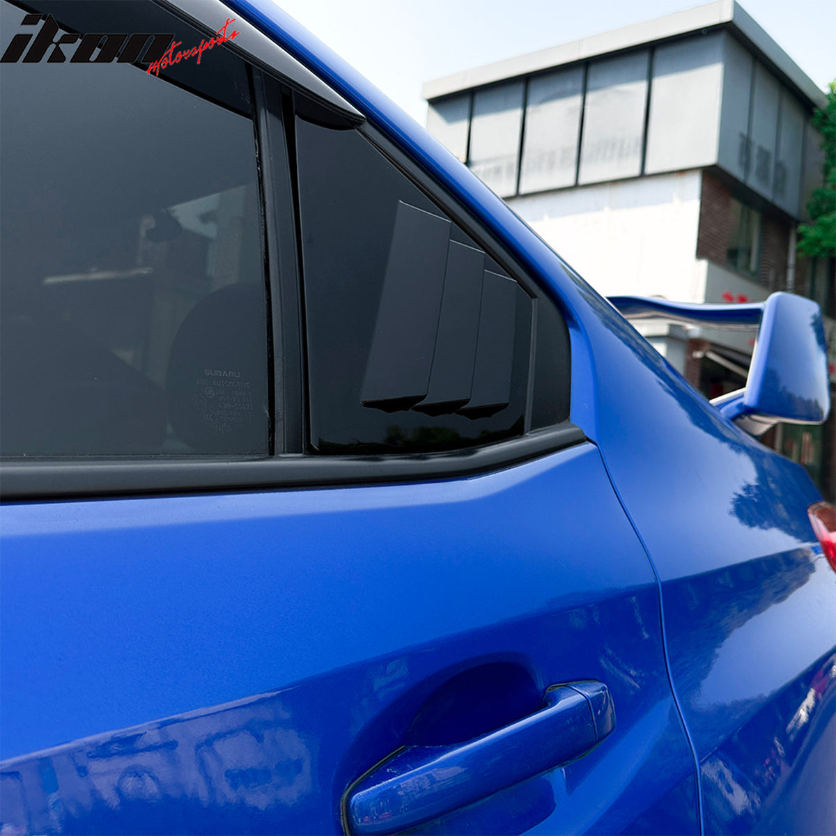 IKON MOTORSPORTS Side Window Louver, Compatible with 2015-2021 Subaru WRX & WRX STI Only, IKON Style ABS Plastic Gloss Black Rear Air Vent Scoop Shades Cover Blinds Trim Pair