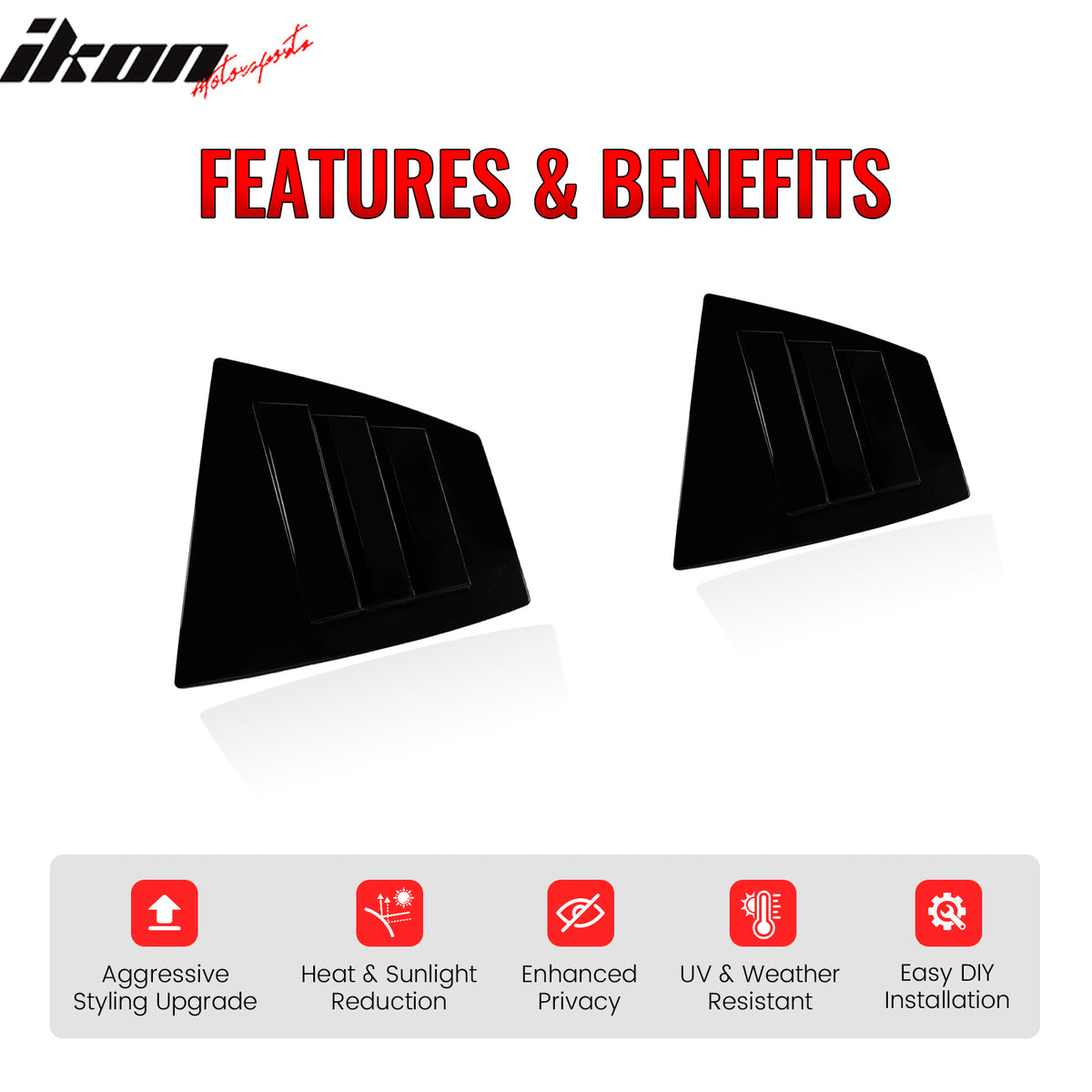 Fits 15-21 Subaru WRX IKON Style Side Window Louvers Vent Covers Gloss Black ABS