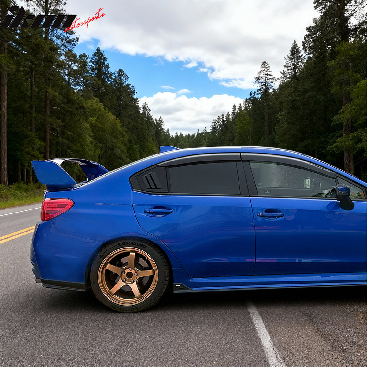 Fits 15-21 Subaru WRX IKON Style Side Window Louvers Vent Covers Gloss Black ABS