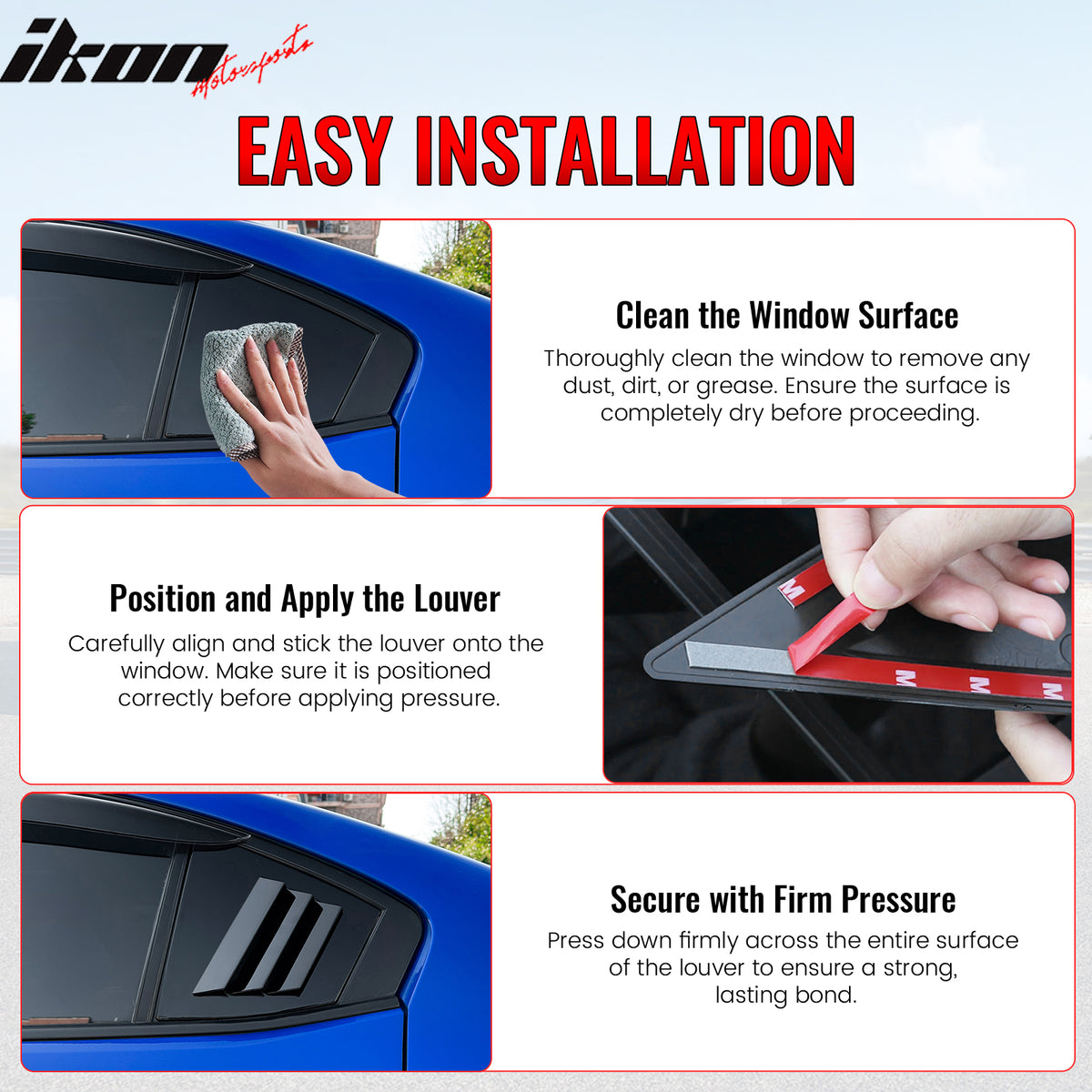 Fits 15-21 Subaru WRX IKON Style Side Window Louvers Vent Covers Gloss Black ABS