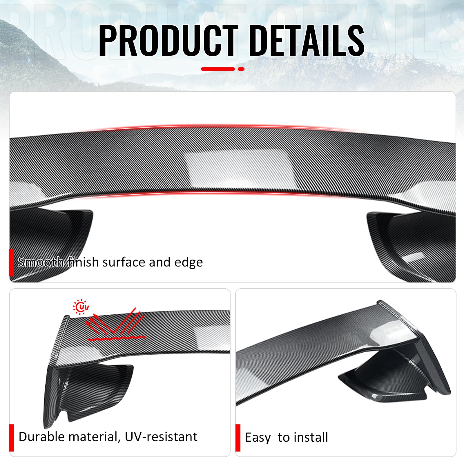 For 15-21 Subaru WRX 12-16 Impreza STI Carbon Fiber Print Rear Trunk Spoiler ABS