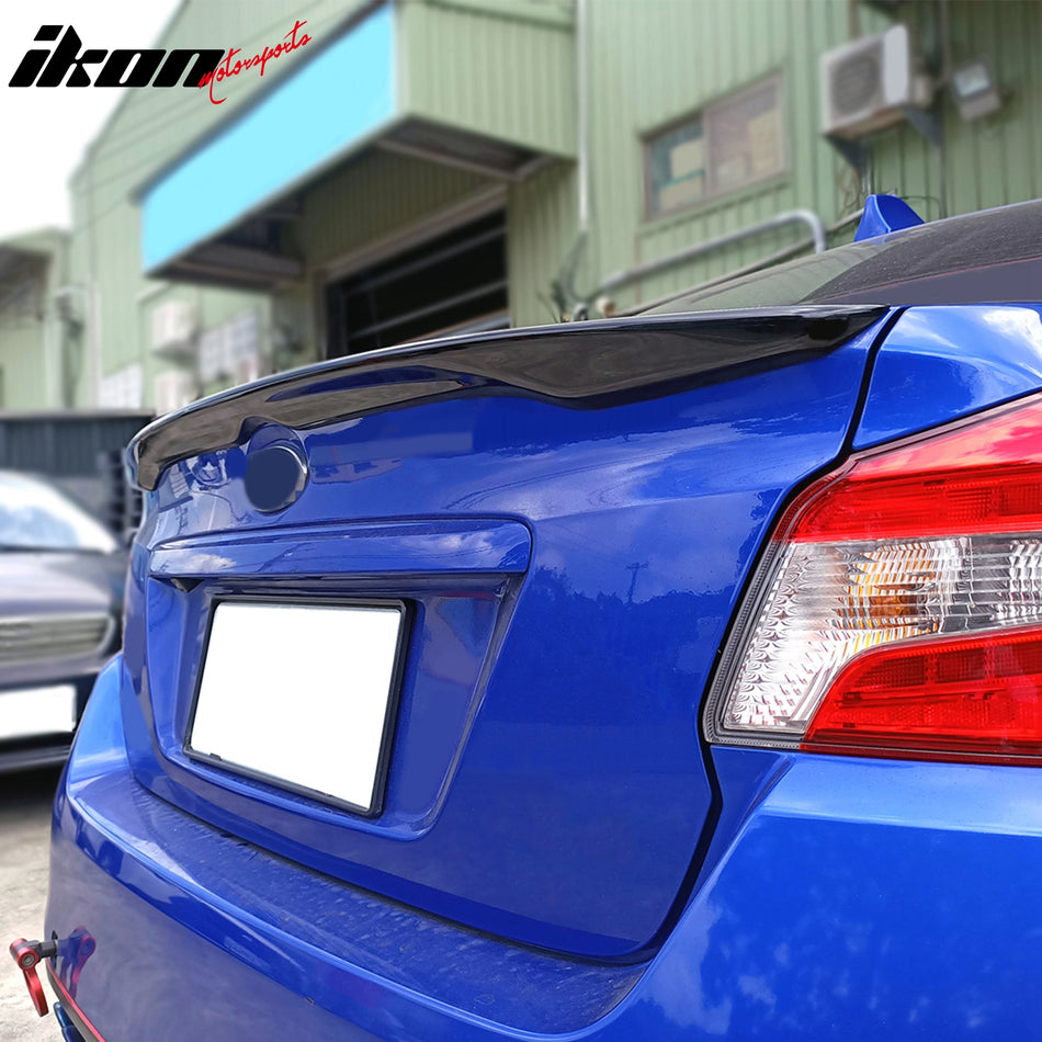 IKON MOTORSPORTS, Trunk Spoiler Compatible with 2012-2016 Subaru Impreza Sedan Except WRX & 2015-2021 WRX/WRX STI, D2 Style Unpainted Black ABS Plastic Rear Trunk Lid Spoiler Wing Lip