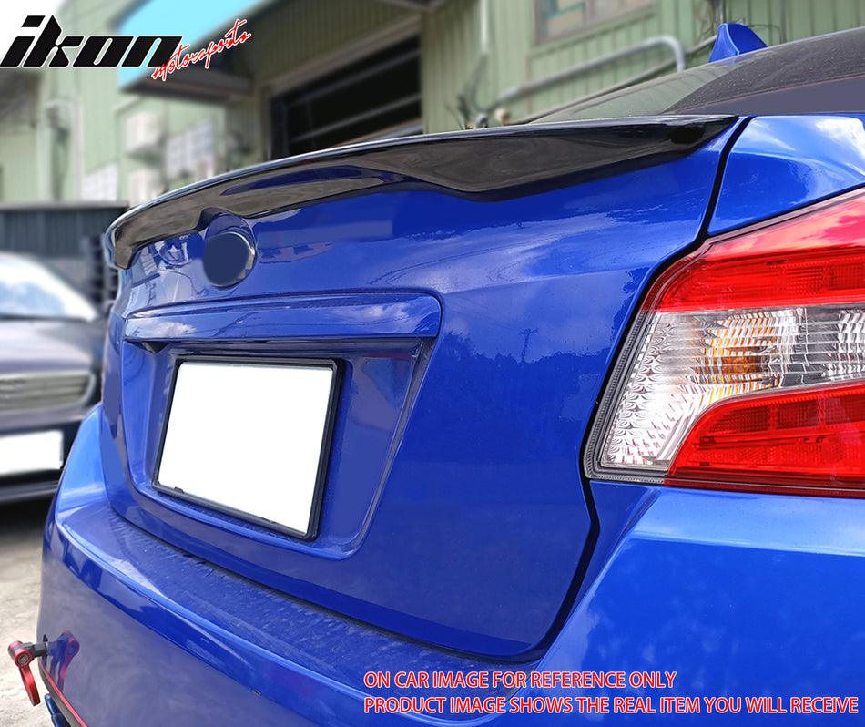 IKON MOTORSPORTS, Trunk Spoiler Compatible with 2012-2016 Subaru Impreza Sedan Except WRX & 2015-2021 WRX/WRX STI, D2 Style Painted Matte Black ABS Plastic Rear Trunk Lid Spoiler Wing Lip