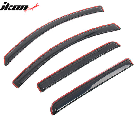 IKON MOTORSPORTS In Channel Window Visors Compatible with 2015-2022 Chevrolet Colorado & GMC Canyon Crew Cab, Acrylic Smoke/Tinted Rain Guards, Side Window Wind Deflectors 4PCS