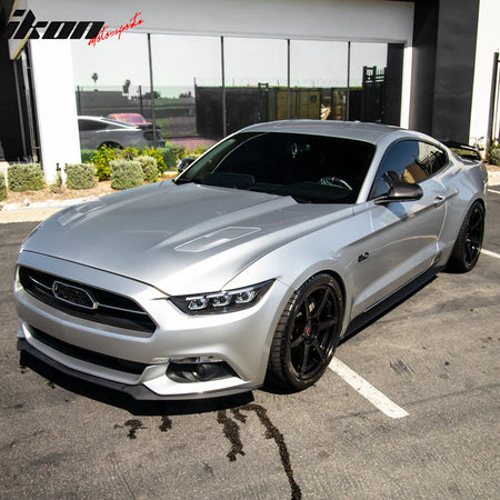 IKON MOTORSPORTS, Switchback Head Lights Compatible With 2015-2017 Ford Mustang 2018-2022 Mustang Shelby, 2024 Style Black Housing Clear Lens Reflector Front Bumper Head Light Lamp Pair Replacement