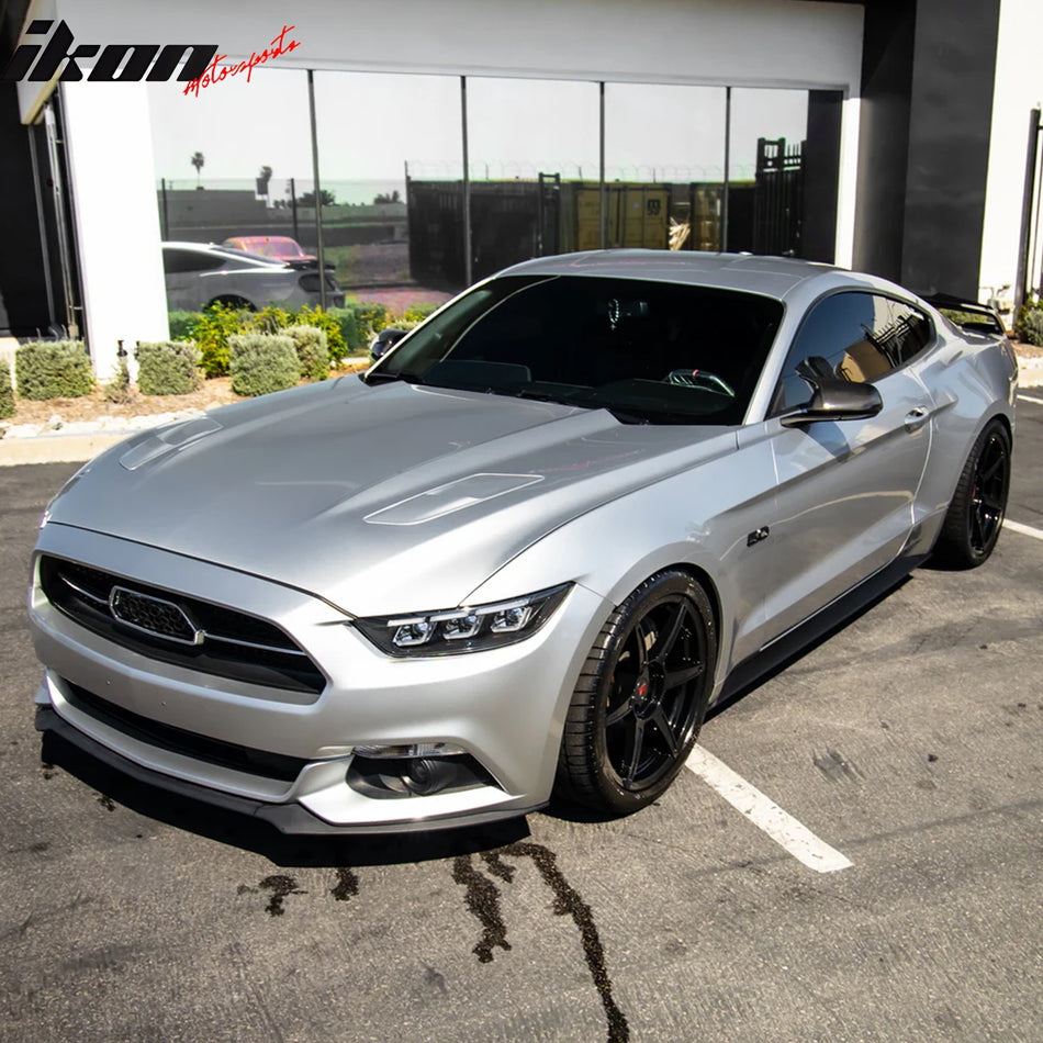 IKON MOTORSPORTS, Switchback Head Lights Compatible With 2015-2017 Ford Mustang 2018-2022 Mustang Shelby, 2024 Style Black Housing Clear Lens Reflector Front Bumper Head Light Lamp Pair Replacement