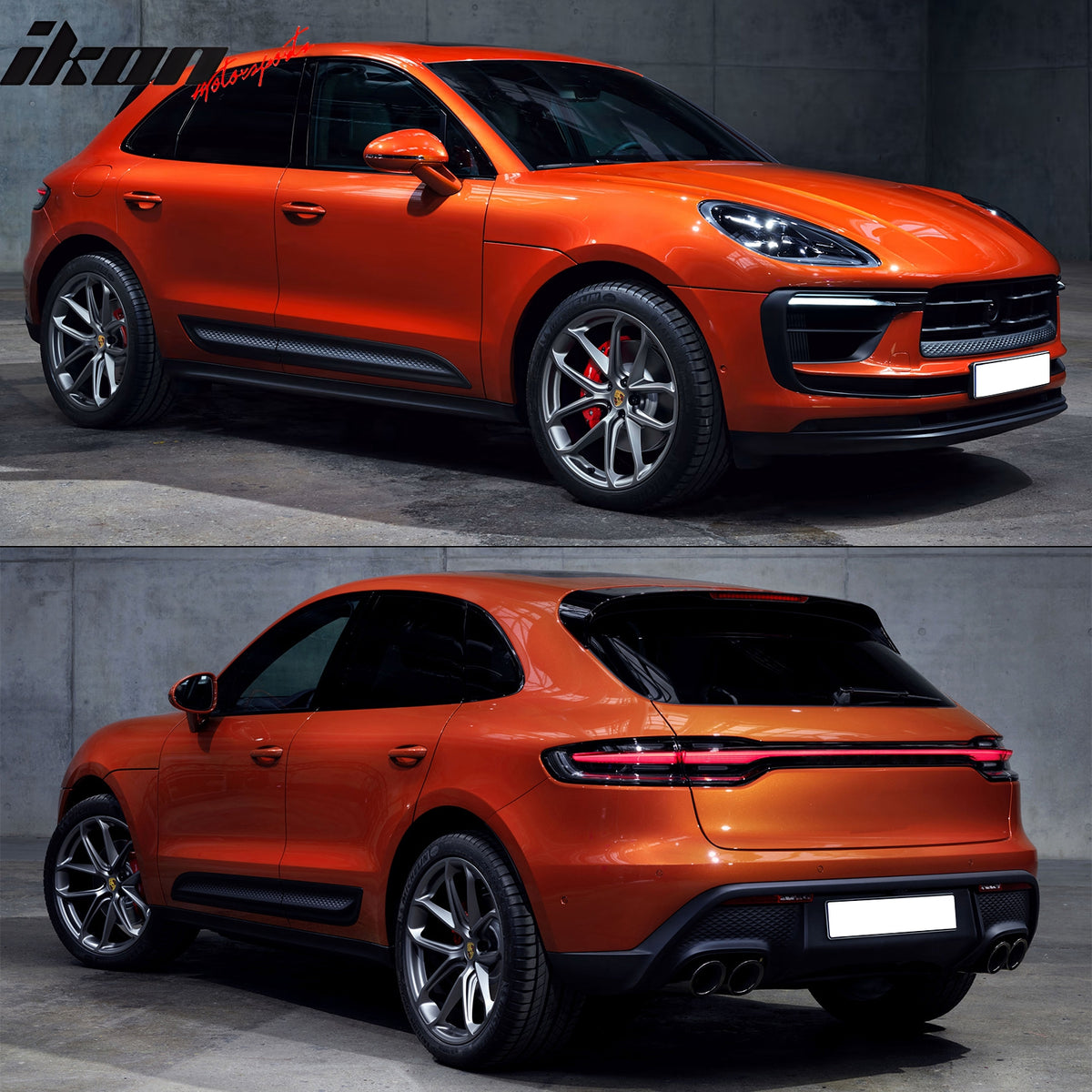 IKON MOTORSPORTS, Side Skirts Diffuser Compatible with 2015-2022 Porsche Macan, Sports Style Polyurethane PU Black Rocker Panel Splitter Side Underbody Spoiler