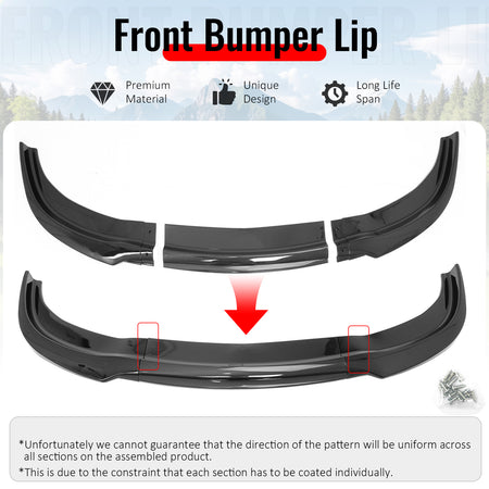 Fits 15-23 Chrysler 300 Base IKON PP Front Bumper Lip Spoiler Carbon Fiber Print