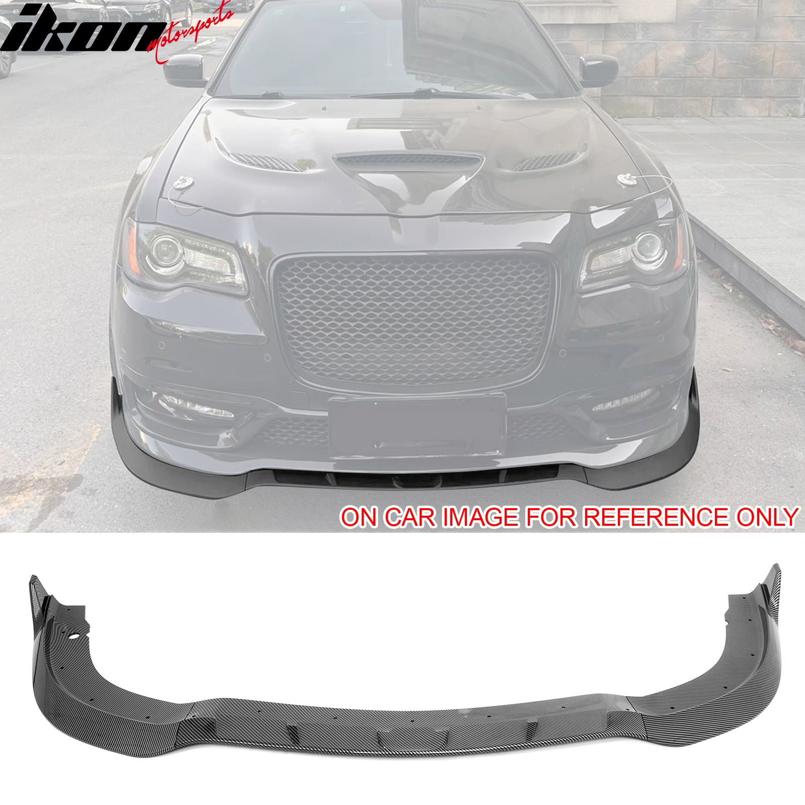 IKON MOTORSPORTS Front Bumper Lip, Compatible with 2015-2023 Chrysler 300, SRT Style ABS Injection Add-on Air Dam Chin Spoiler Protector Splitter 3PCS