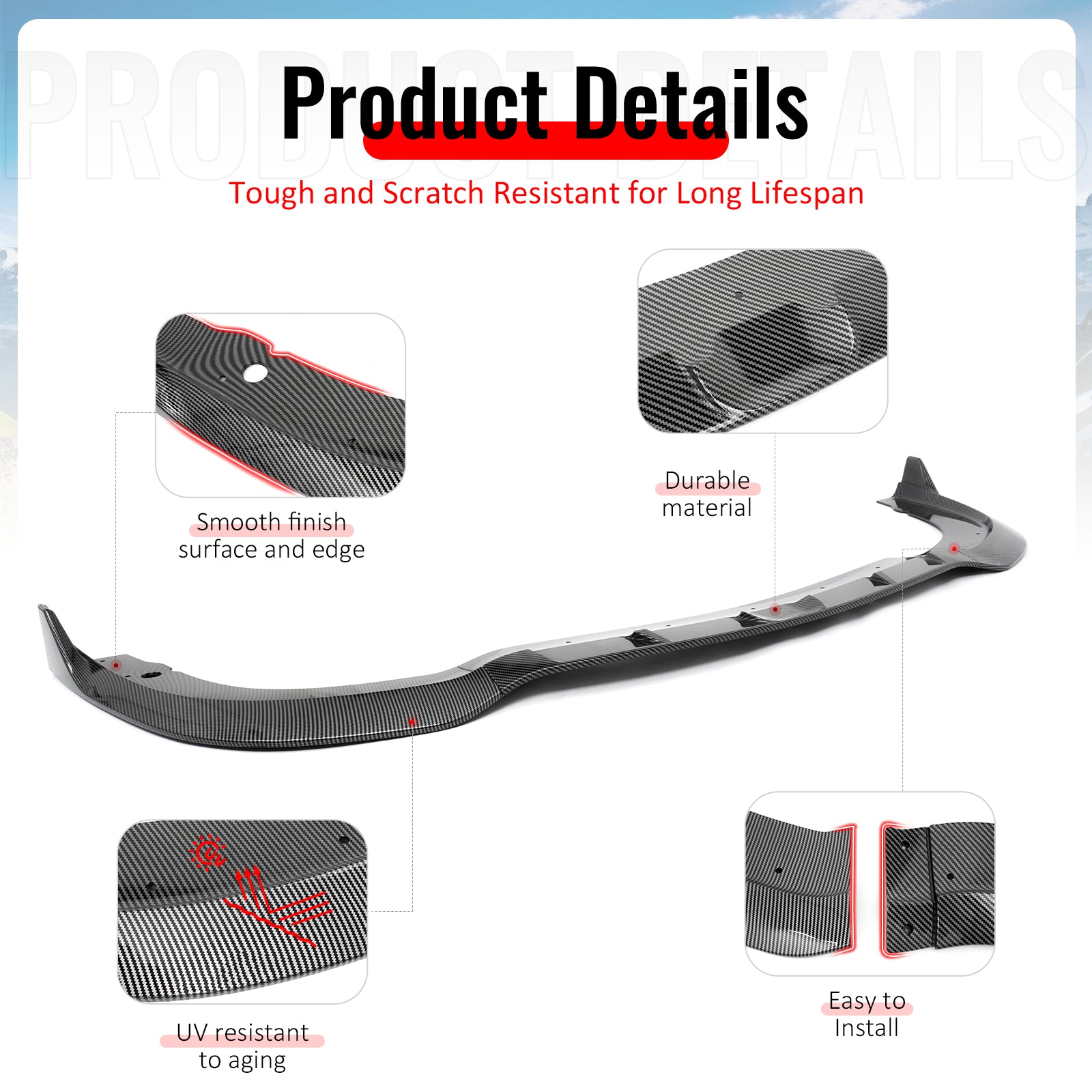 IKON MOTORSPORTS Front Bumper Lip, Compatible with 2015-2023 Chrysler 300, SRT Style ABS Injection Add-on Air Dam Chin Spoiler Protector Splitter 3PCS