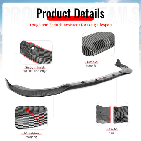 IKON MOTORSPORTS Front Bumper Lip, Compatible with 2015-2023 Chrysler 300, SRT Style ABS Injection Add-on Air Dam Chin Spoiler Protector Splitter 3PCS