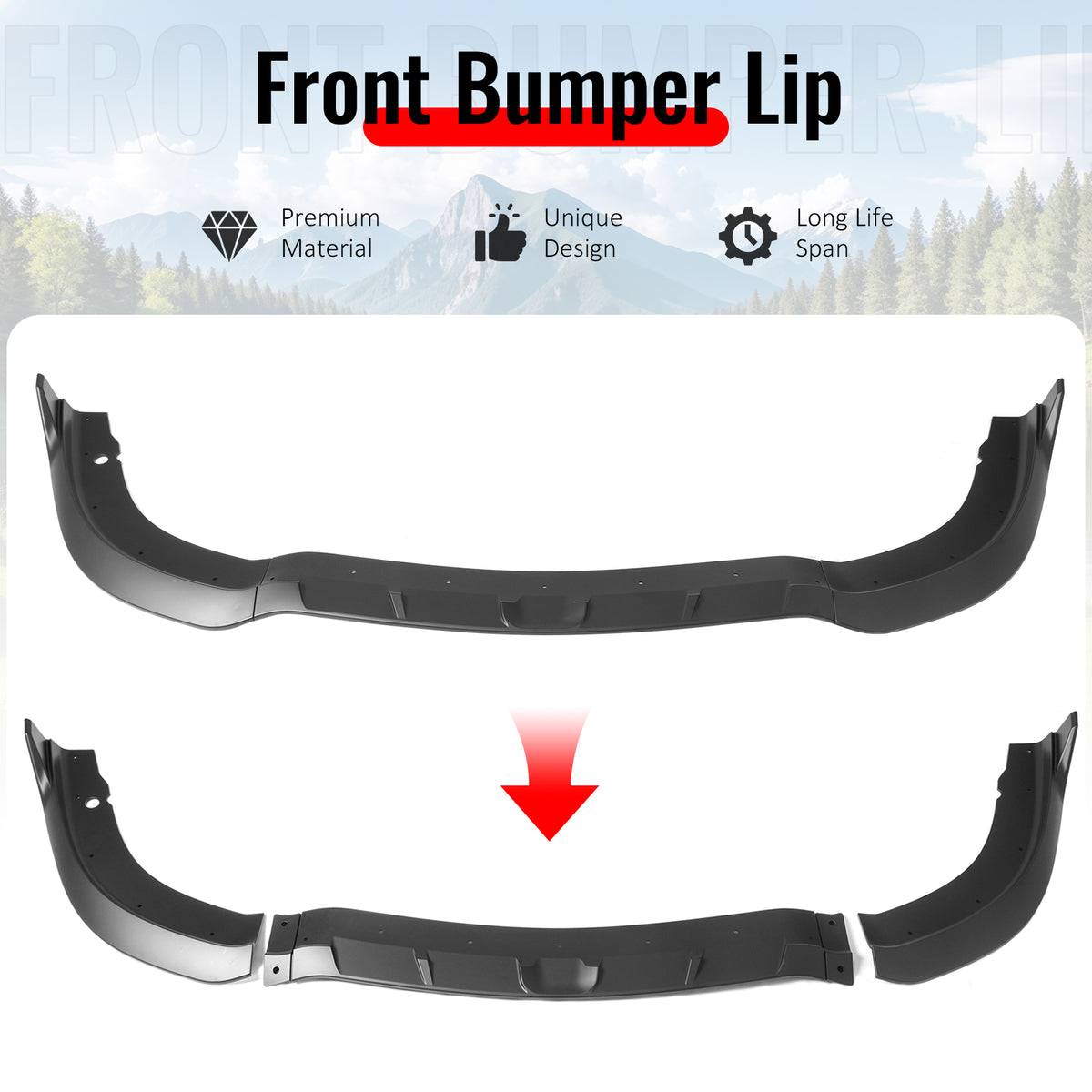 Fits 15-23 Chrysler 300 SRT Style ABS Front Bumper Lip Chin Spoiler Matte Black