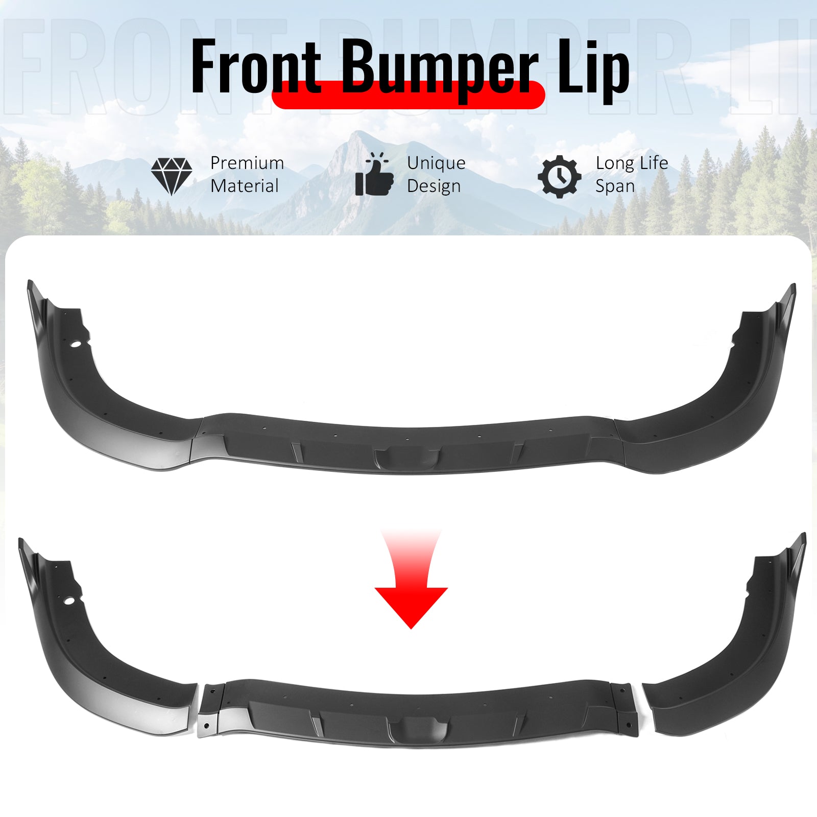 Fits 15-23 Chrysler 300 SRT Style ABS Front Bumper Lip Chin Spoiler Matte Black