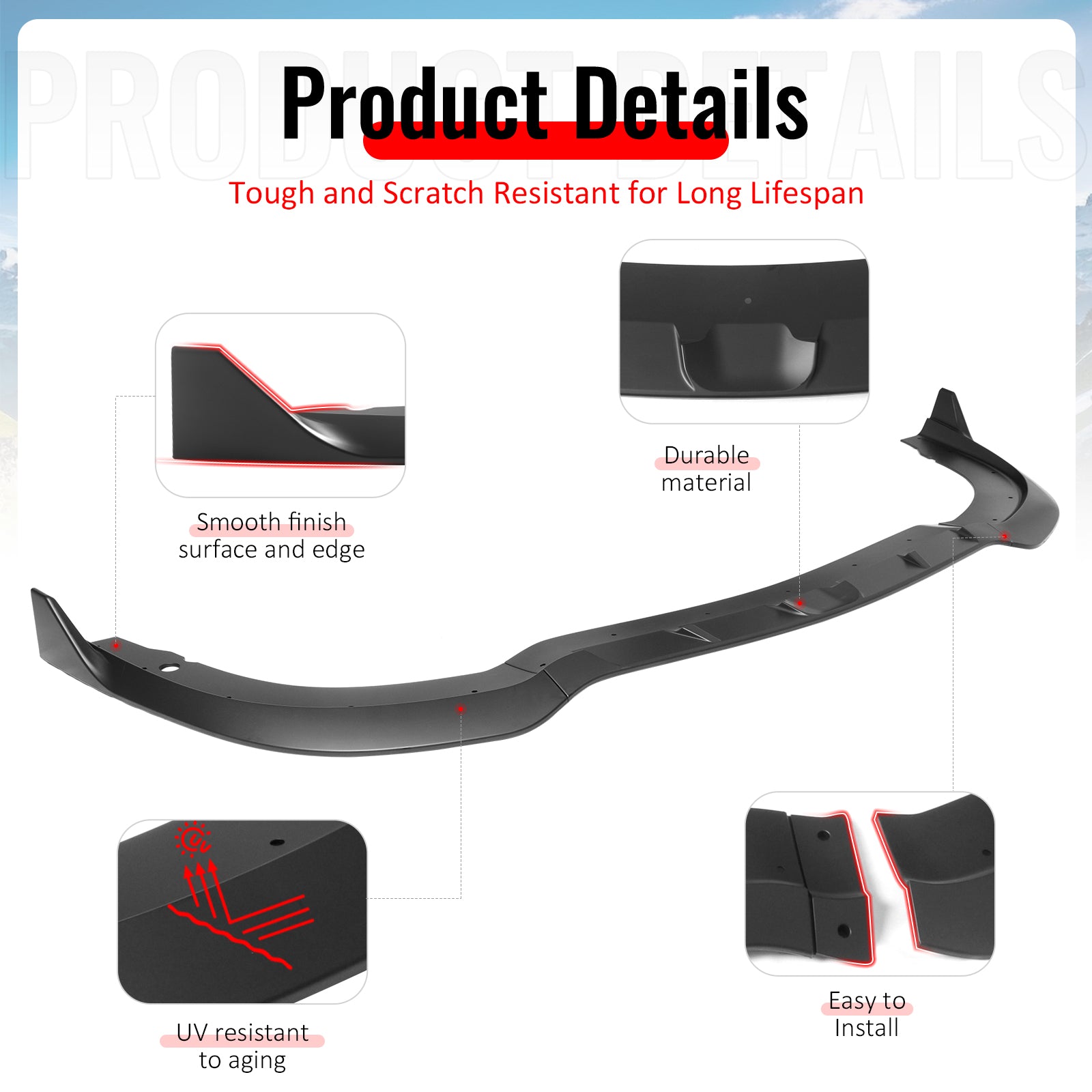 Fits 15-23 Chrysler 300 SRT Style ABS Front Bumper Lip Chin Spoiler Matte Black