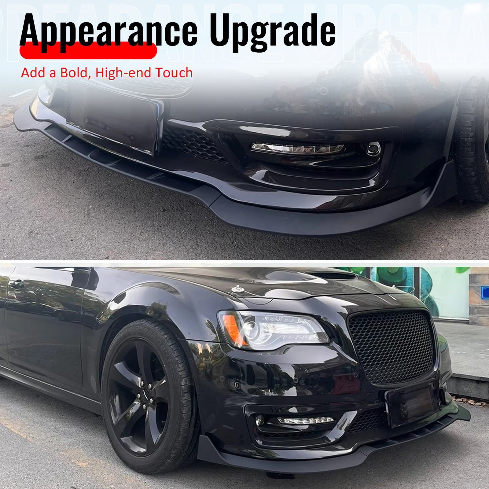 Fits 15-23 Chrysler 300 SRT Style ABS Front Bumper Lip Chin Spoiler Matte Black