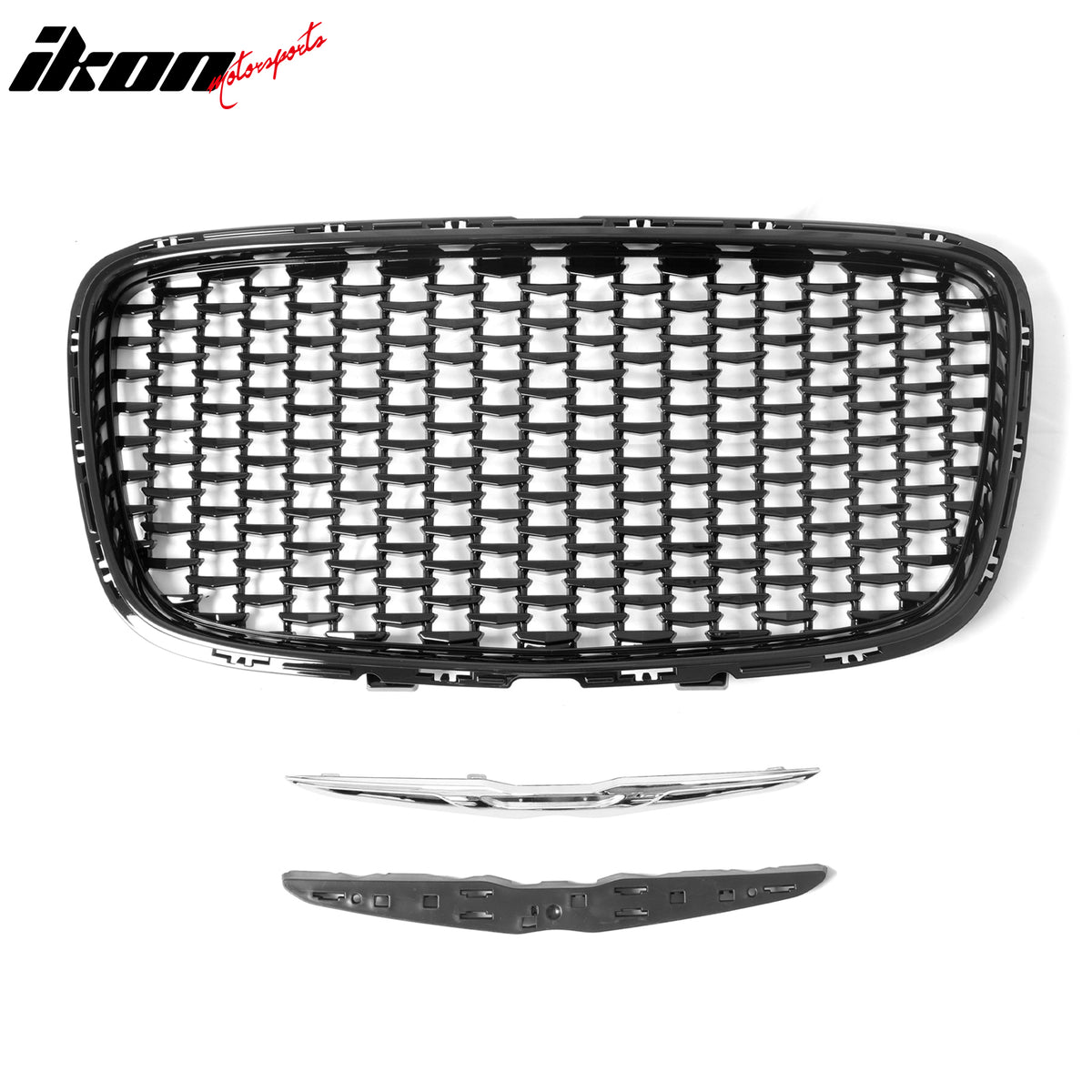 For 15-23 Chrysler 300 300S Sport Gloss Black Upper Grille + SRT PP Lower Grille
