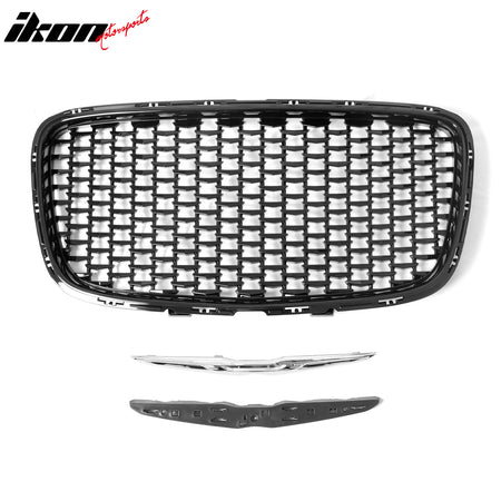 For 15-23 Chrysler 300 300S Sport Gloss Black Upper Grille + SRT PP Lower Grille