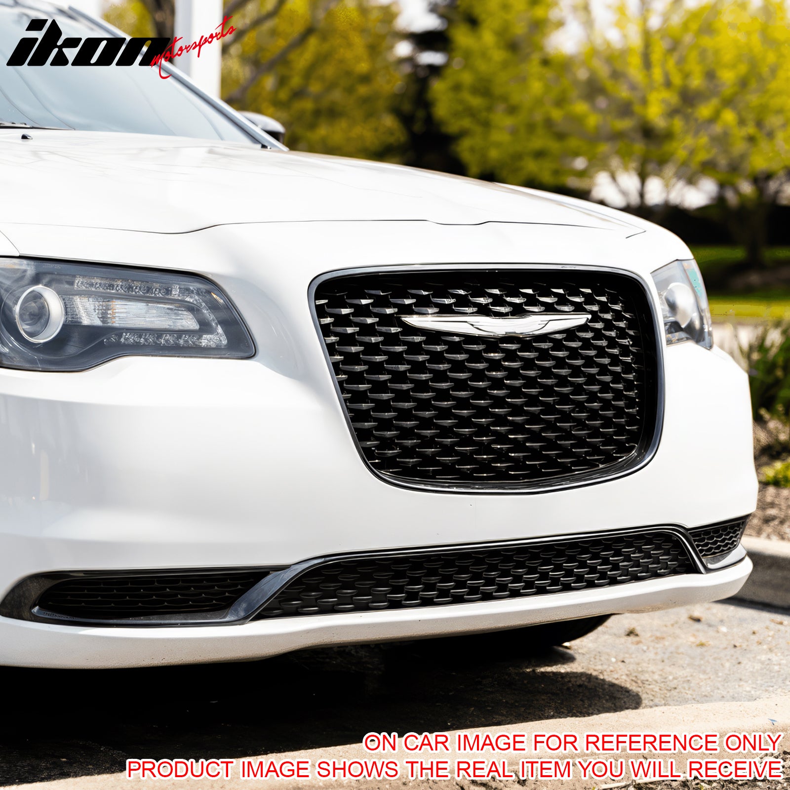 For 15-23 Chrysler 300 300S Sport Gloss Black Front Bumper Upper + Lower Grilles