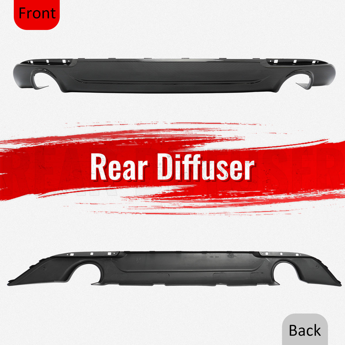 Fits 15-23 Chrysler 300 C Style Rear Bumper Lip Diffuser PP Carbon Fiber Print