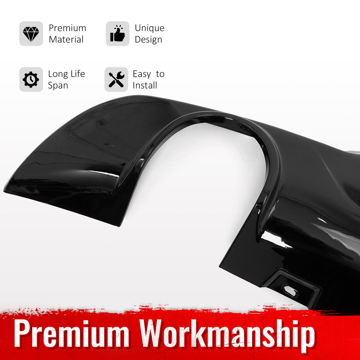 Fits 15-23 Chrysler 300 Base SRT C Style Rear Bumper Lip Diffuser PP Gloss Black