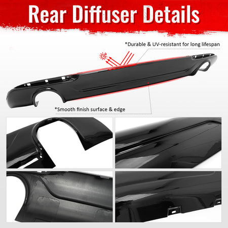 Fits 15-23 Chrysler 300 Base SRT C Style Rear Bumper Lip Diffuser PP Gloss Black