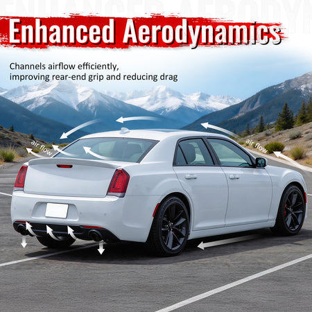 Fits 15-23 Chrysler 300 Base SRT C Style Rear Bumper Lip Diffuser PP Gloss Black