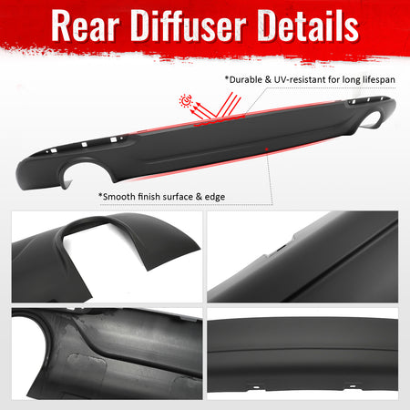 Fits 15-23 Chrysler 300 Base SRT C Style Rear Bumper Lip Diffuser PP Matte Black