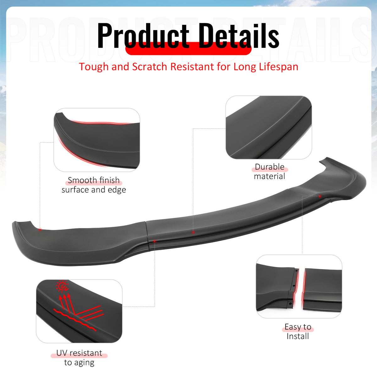 Fits 15-23 Chrysler 300 SRT IKON PP Front Bumper Lip Chin Spoiler Matte Black