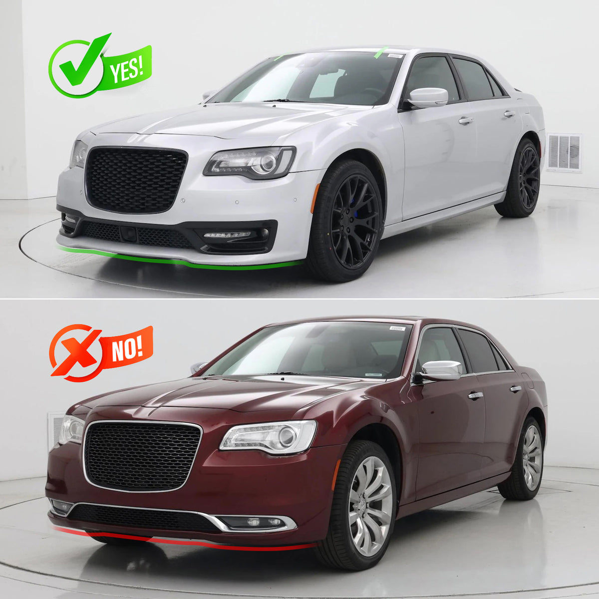 Fits 15-23 Chrysler 300 SRT IKON PP Front Bumper Lip Chin Spoiler Matte Black