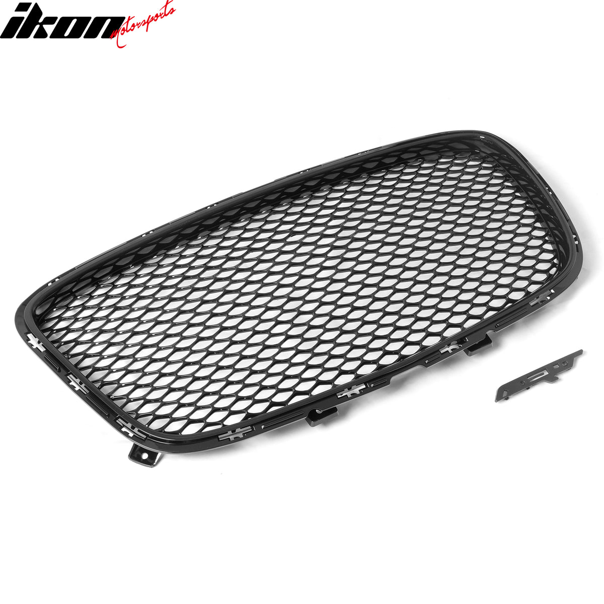 Fits 15-23 Chrysler 300 SRT Style Front Bumper Upper + Lower Grilles Gloss Black