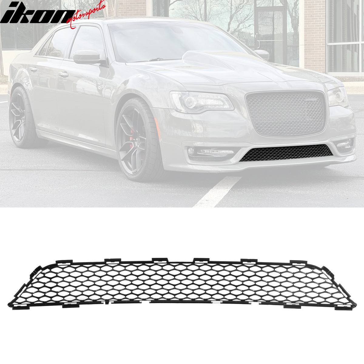 Fits 15-23 Chrysler 300 SRT Style Front Bumper Upper + Lower Grilles Gloss Black