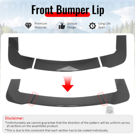 For 15-23 Challenger Hellcat PP Front Bumper Lip Chin Spolier Carbon Fiber Print