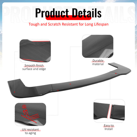 For 15-23 Challenger Hellcat PP Front Bumper Lip Chin Spolier Carbon Fiber Print