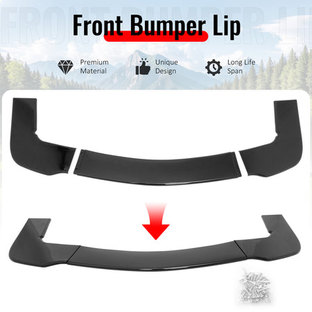 Fits 15-23 Dodge Challenger Hellcat PP Front Bumper Lip Chin Spolier Gloss Black