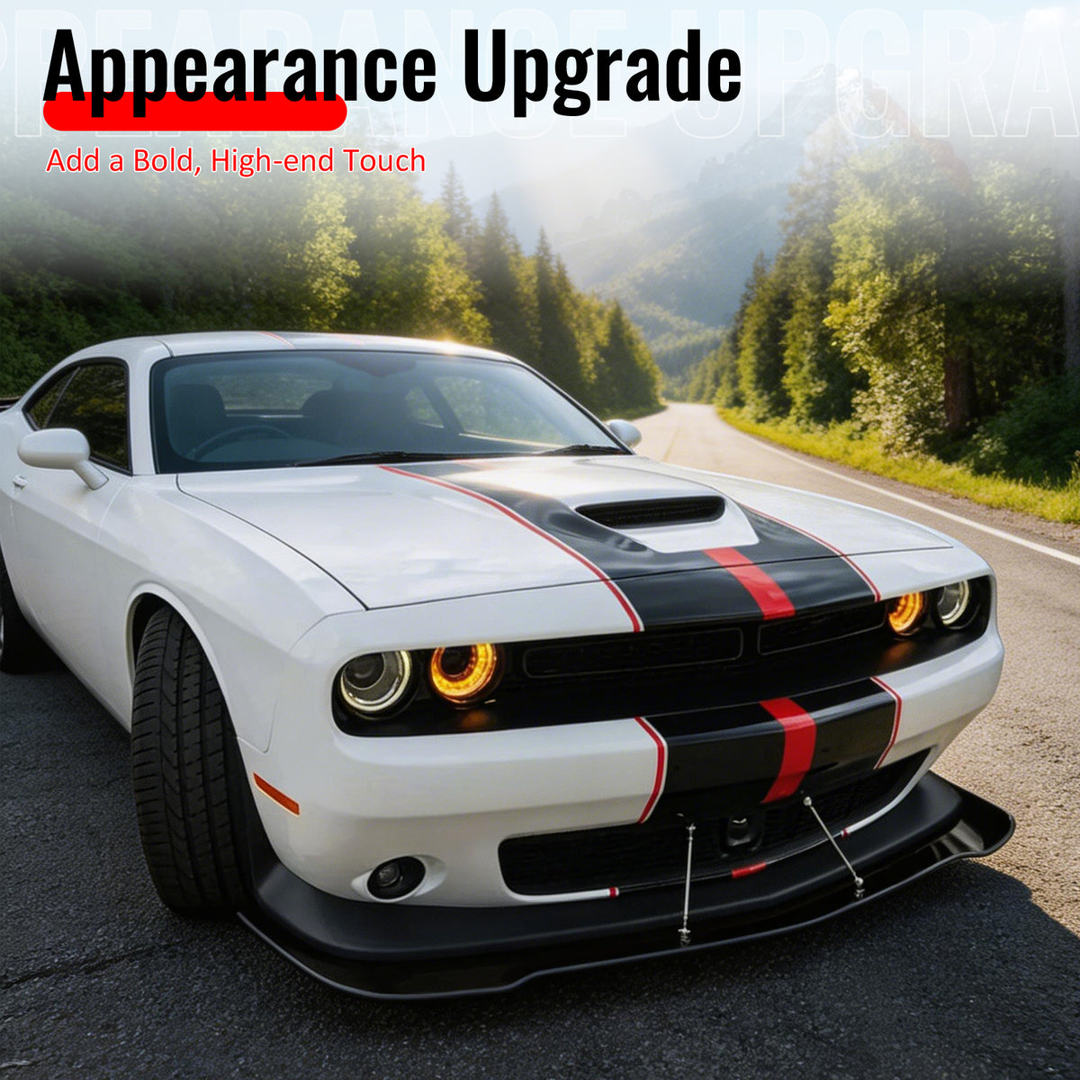 Fits 15-23 Dodge Challenger Hellcat PP Front Bumper Lip Chin Spolier Gloss Black