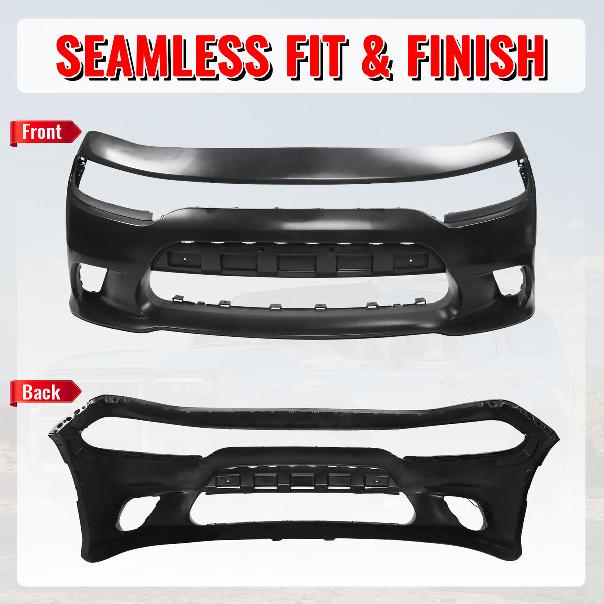 Fits 15-23 Dodge Charger SRT Hellcat Style Front Bumper Cover Replacement Kit PP