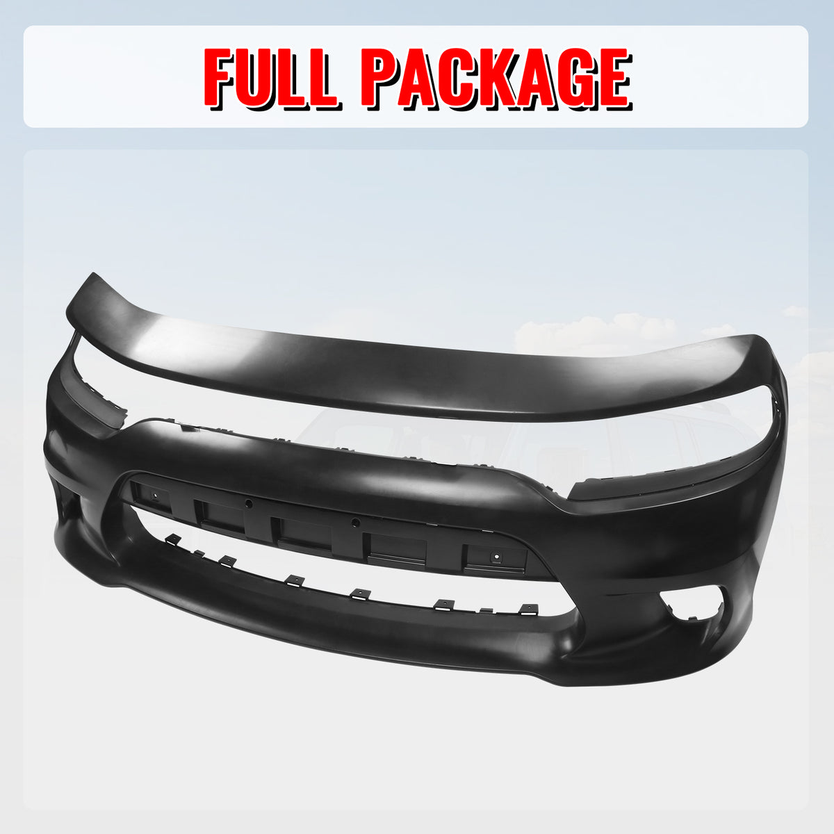 Fits 15-23 Dodge Charger SRT Hellcat Style Front Bumper Cover Replacement Kit PP