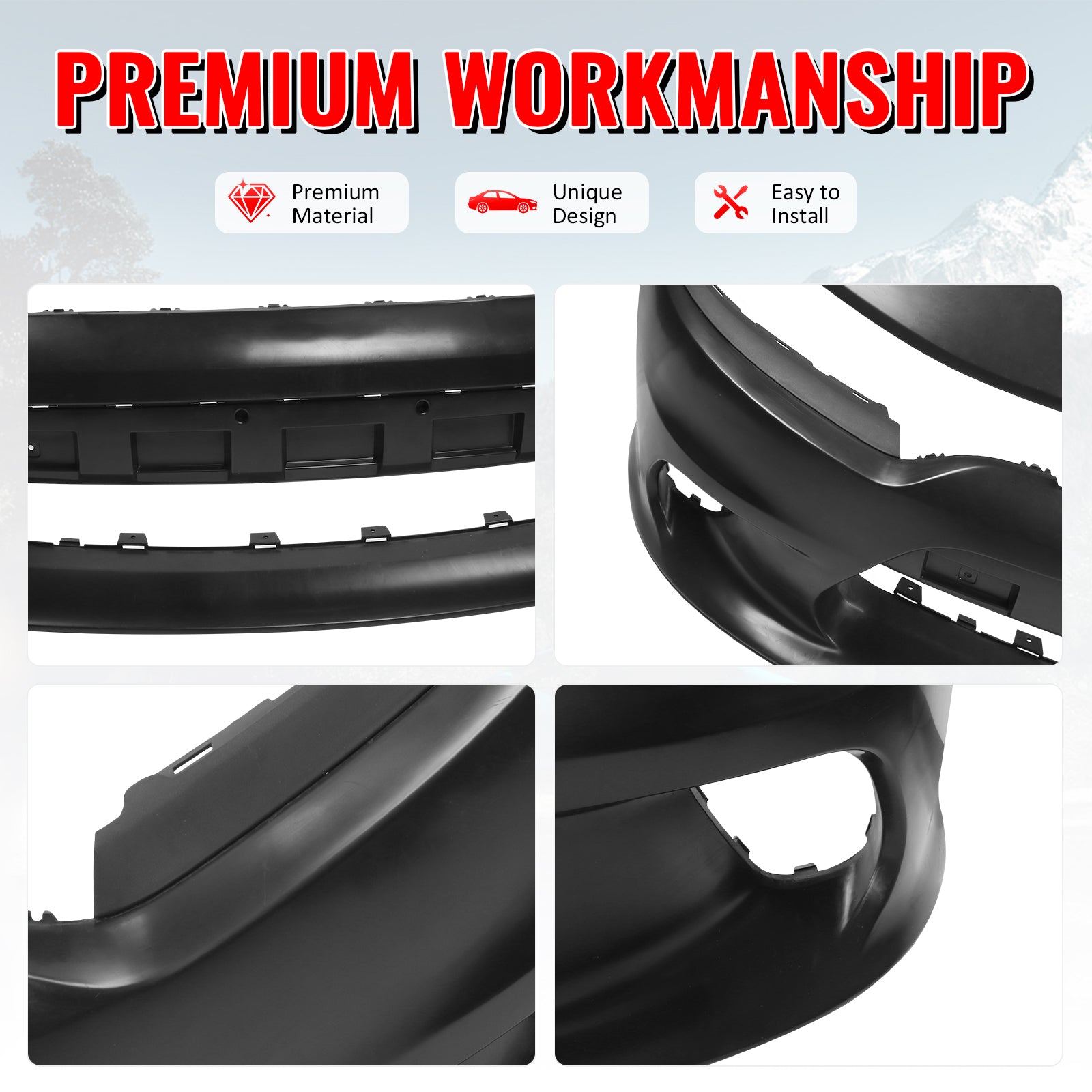 Fits 15-23 Dodge Charger SRT Hellcat Style Front Bumper Cover Replacement Kit PP