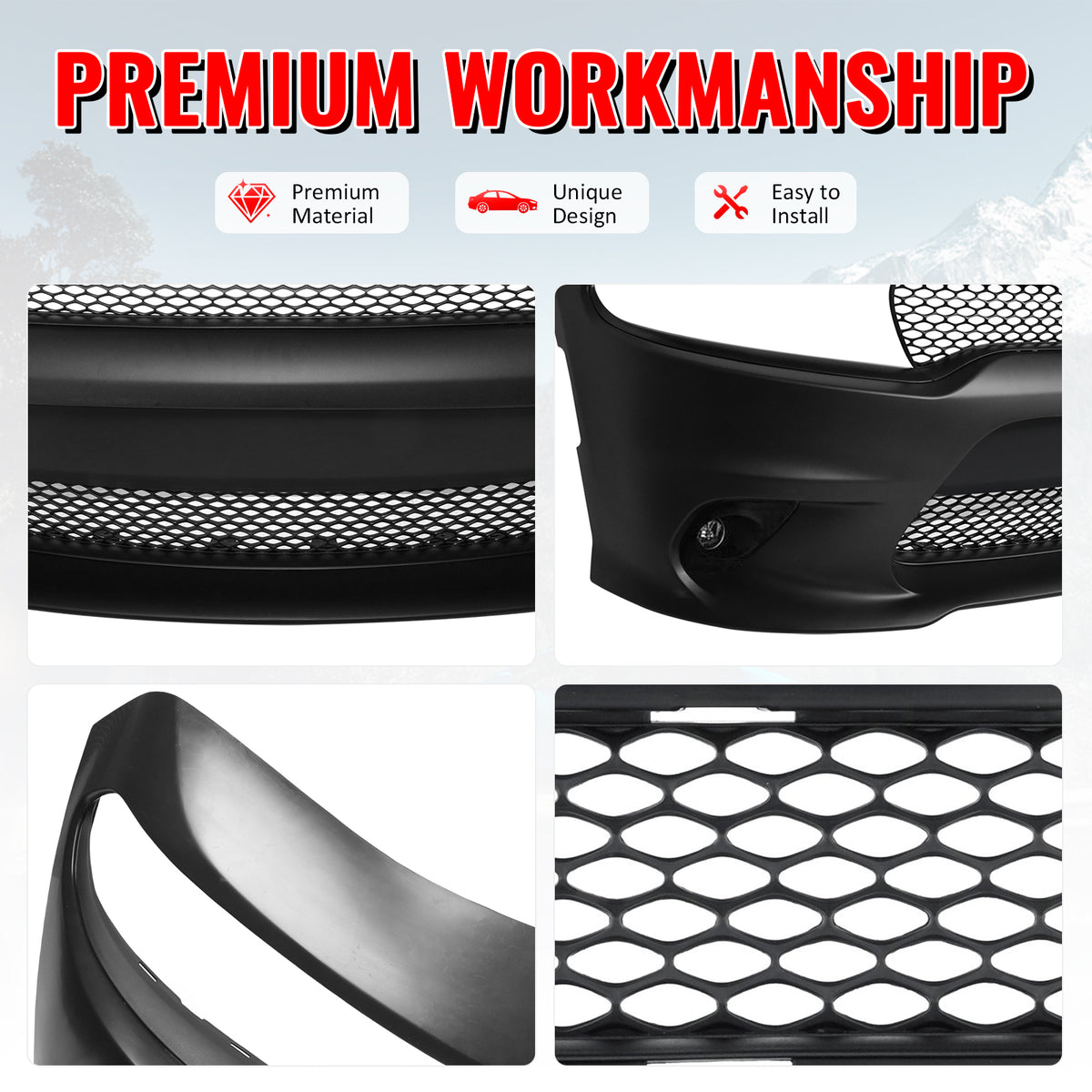 Fits 15-23 Dodge Charger SRT Hellcat Style Front Bumper Cover W/Fog Lamps PP