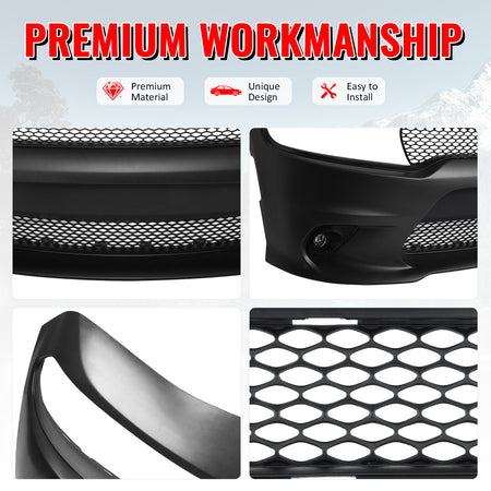 Fits 15-23 Dodge Charger SRT Hellcat Style Front Bumper Cover W/Fog Lamps PP