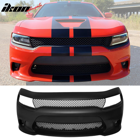 Fits 15-23 Dodge Charger SRT Hellcat Style Front Bumper Cover W/Fog Lamps PP